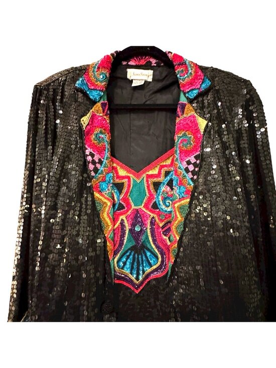Neiman Marcus Dresses & Skirts - Beaded Sequin Skirt Suit Women's Large Vintage 80s Cocktail Neiman Marcus Glam